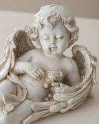Playing Teddy Bear Angel Cherub Figurine
