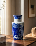 The Estate Blue & White Hand-Painted Vase