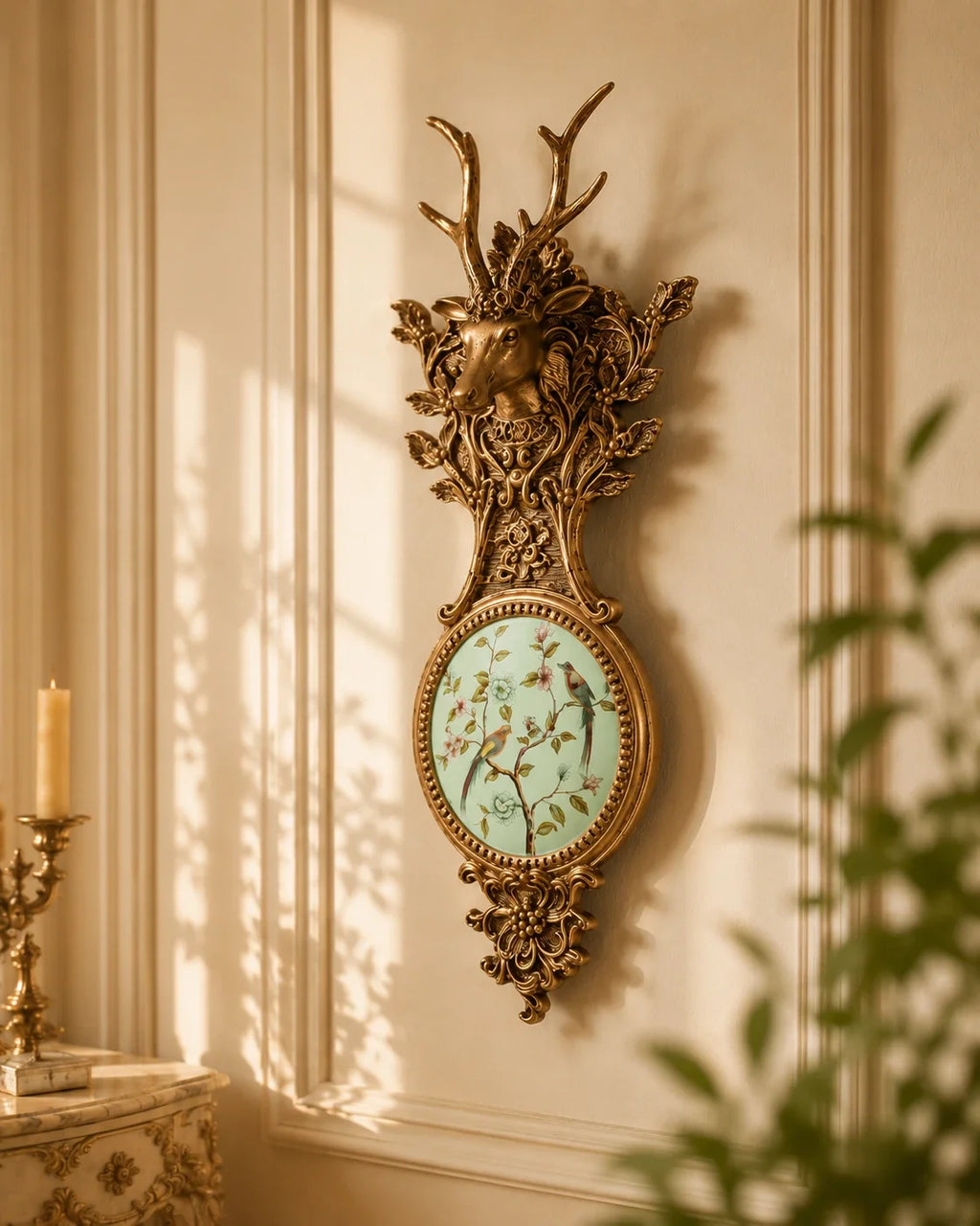 Victorian Antler Floral Wall Accent