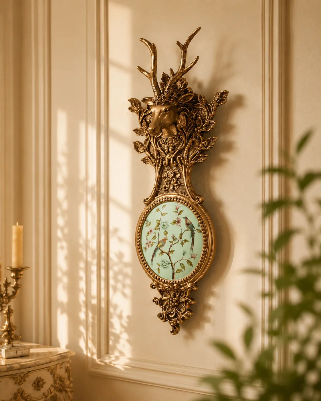 Victorian Antler Floral Wall Accent