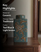 Celadon Paisley Decorative Jar