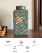 Celadon Paisley Decorative Jar