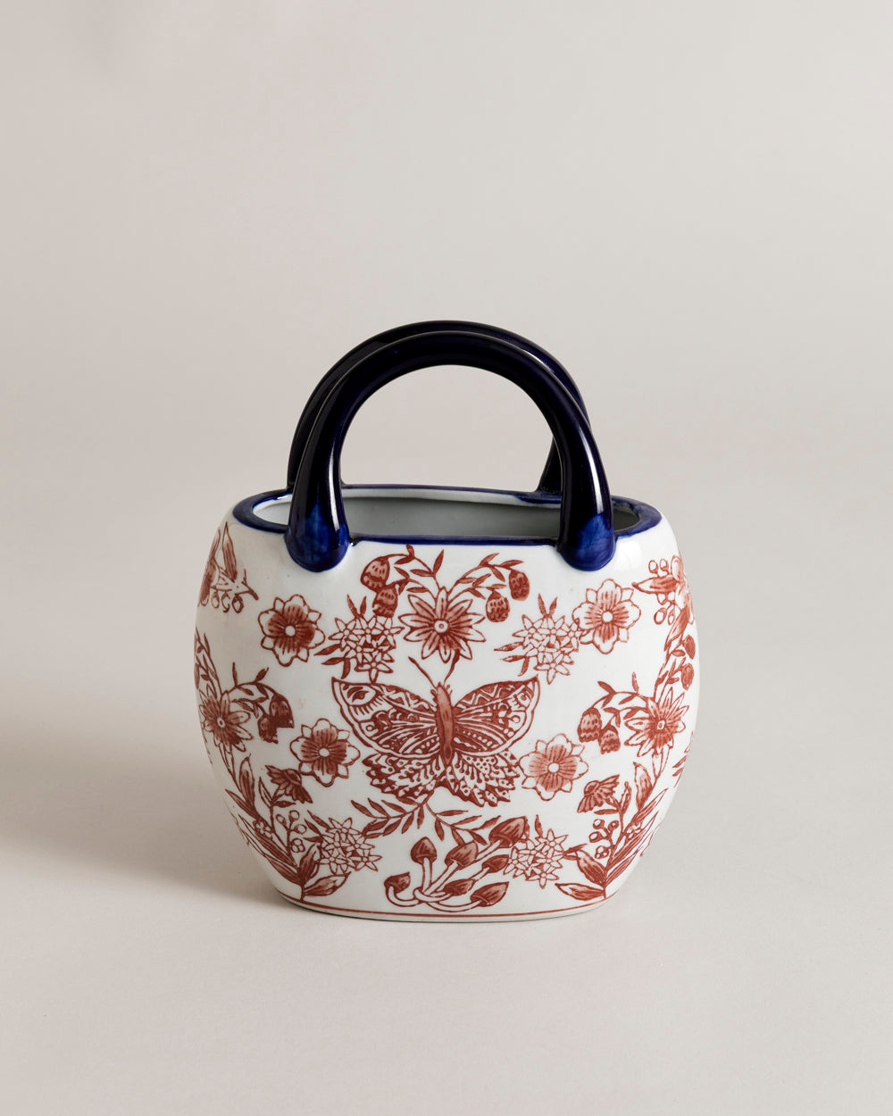 Floral Heritage Handled Vase - Red