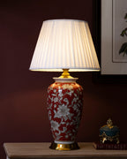 Crimson Blossom Ceramic Table Lamp
