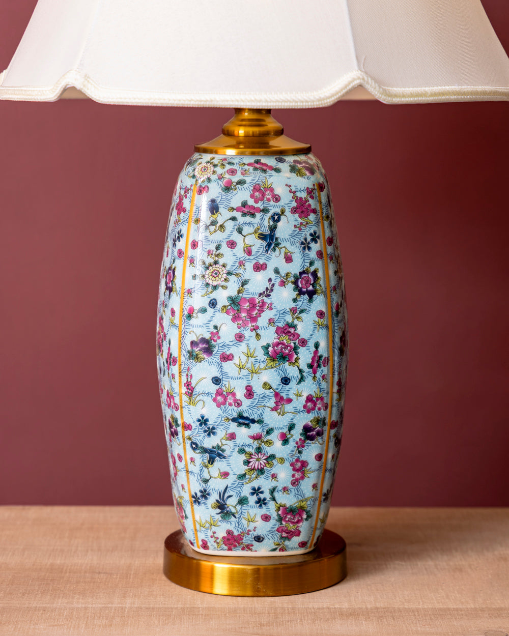 Azure Blossom Ceramic Table Lamp