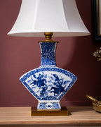 'Warriors' Fan Shape Porcelain Vase Table Lamp