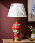 Crimson Peony Ceramic Table Lamp