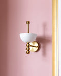 Modern Golden Wall Light with White Bowl Shade