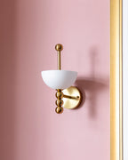 Modern Golden Wall Light with White Bowl Shade