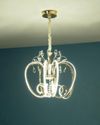 Modern Golden Loop Chandelier with Crystal Accents