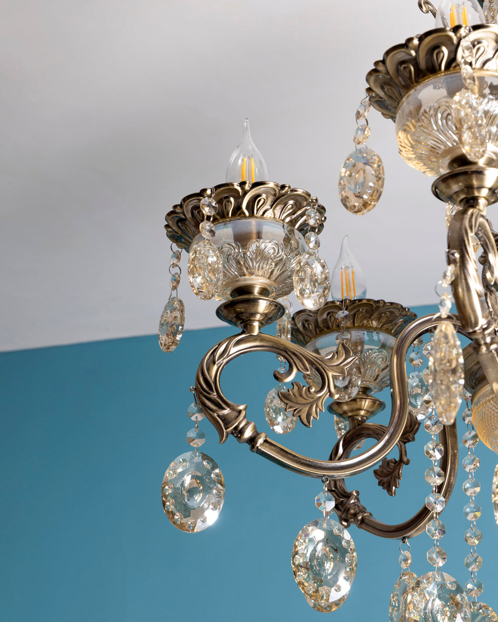 Antique Golden Crystal Chandelier