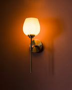 Modern Golden Wall Light with White Textured Shade