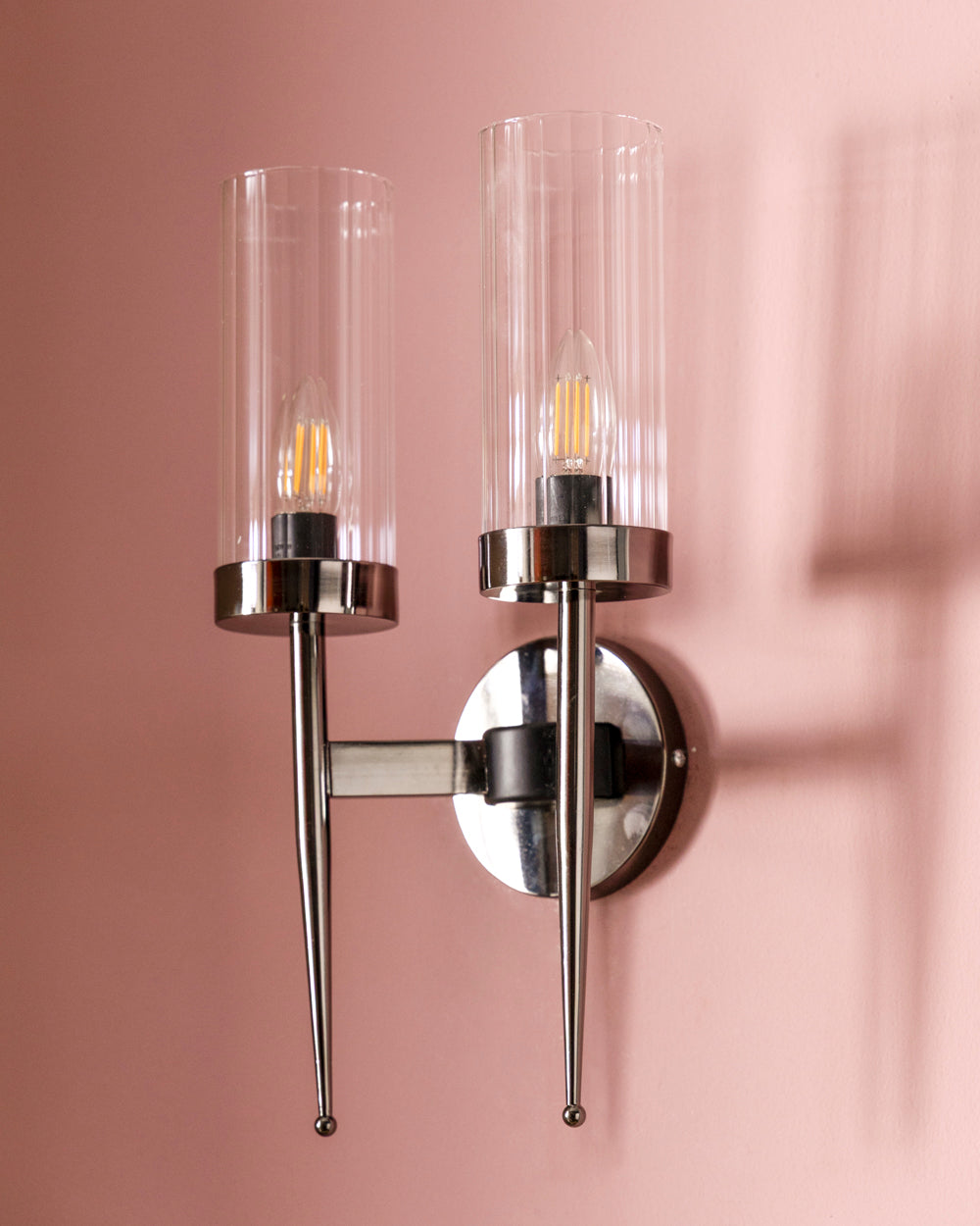 Modern Chrome Double Glass Wall Light