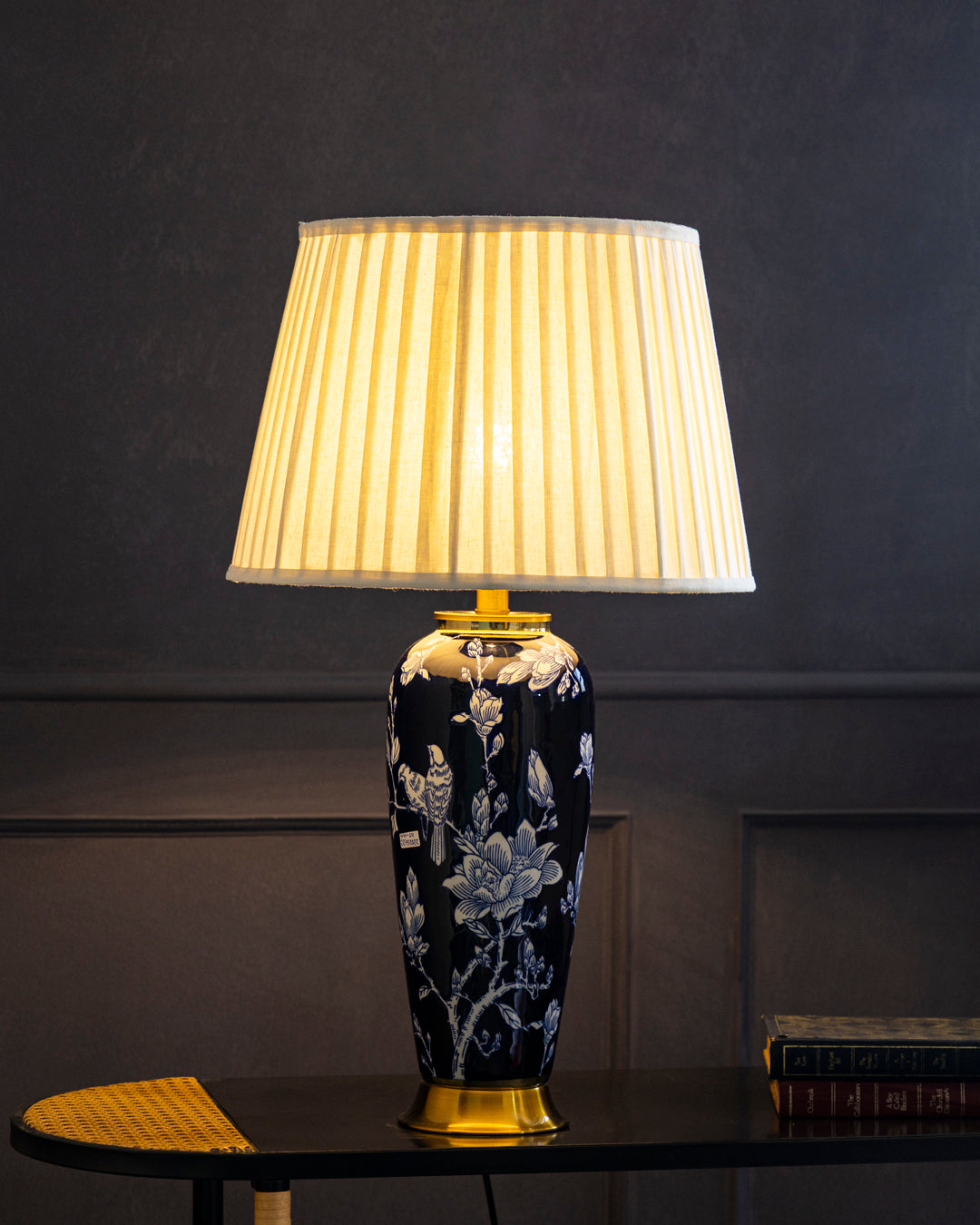 Midnight Blossom Ceramic Table Lamp