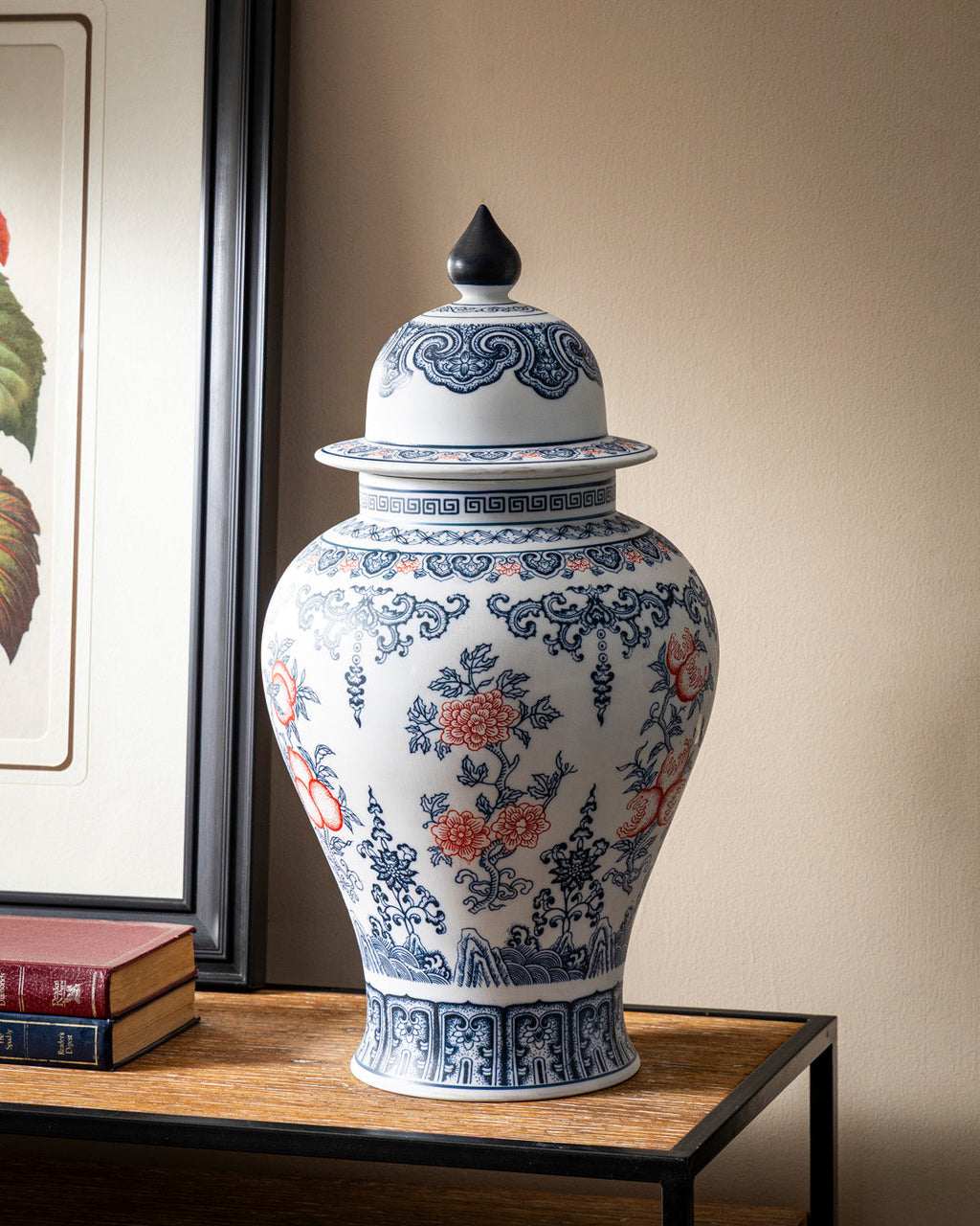 Amaranthine Fine Porcelain Dotted Temple Jar - 50 cm