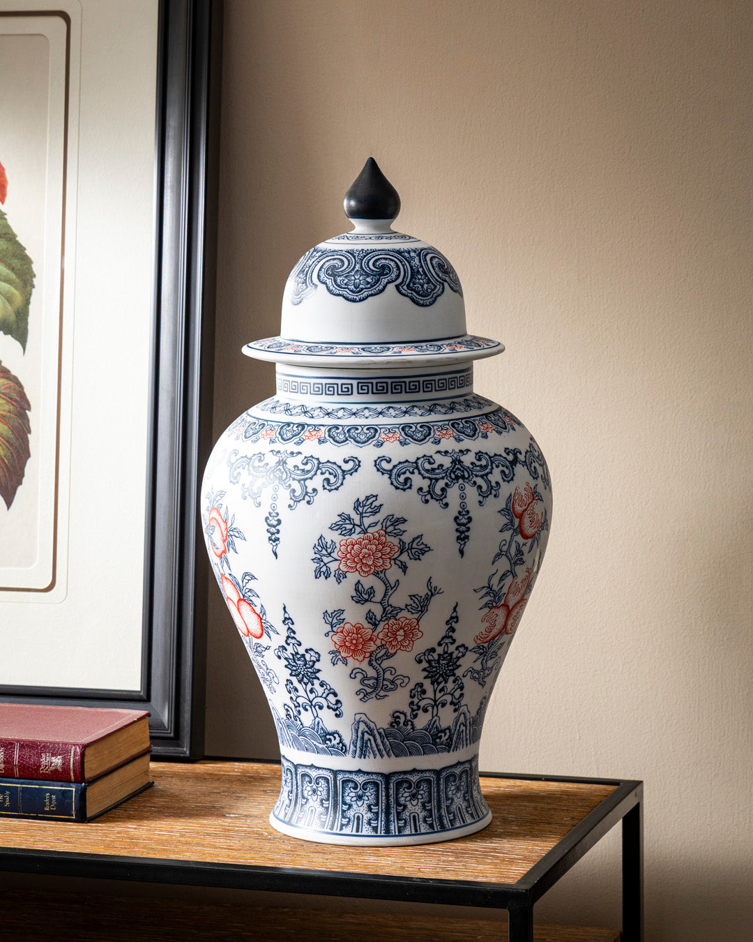 Amaranthine Fine Porcelain Dotted Temple Jar - 50 cm