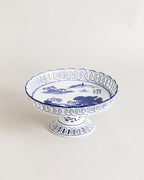 Blue Willow Scenic Pedestal Fruit Bowl
