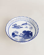 Blue Willow Scenic Pedestal Fruit Bowl
