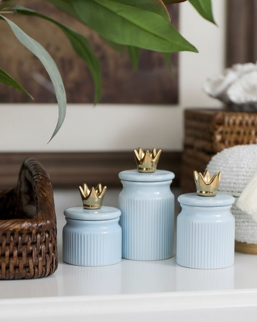 Royal Crown Storage Jar - Set Of 3