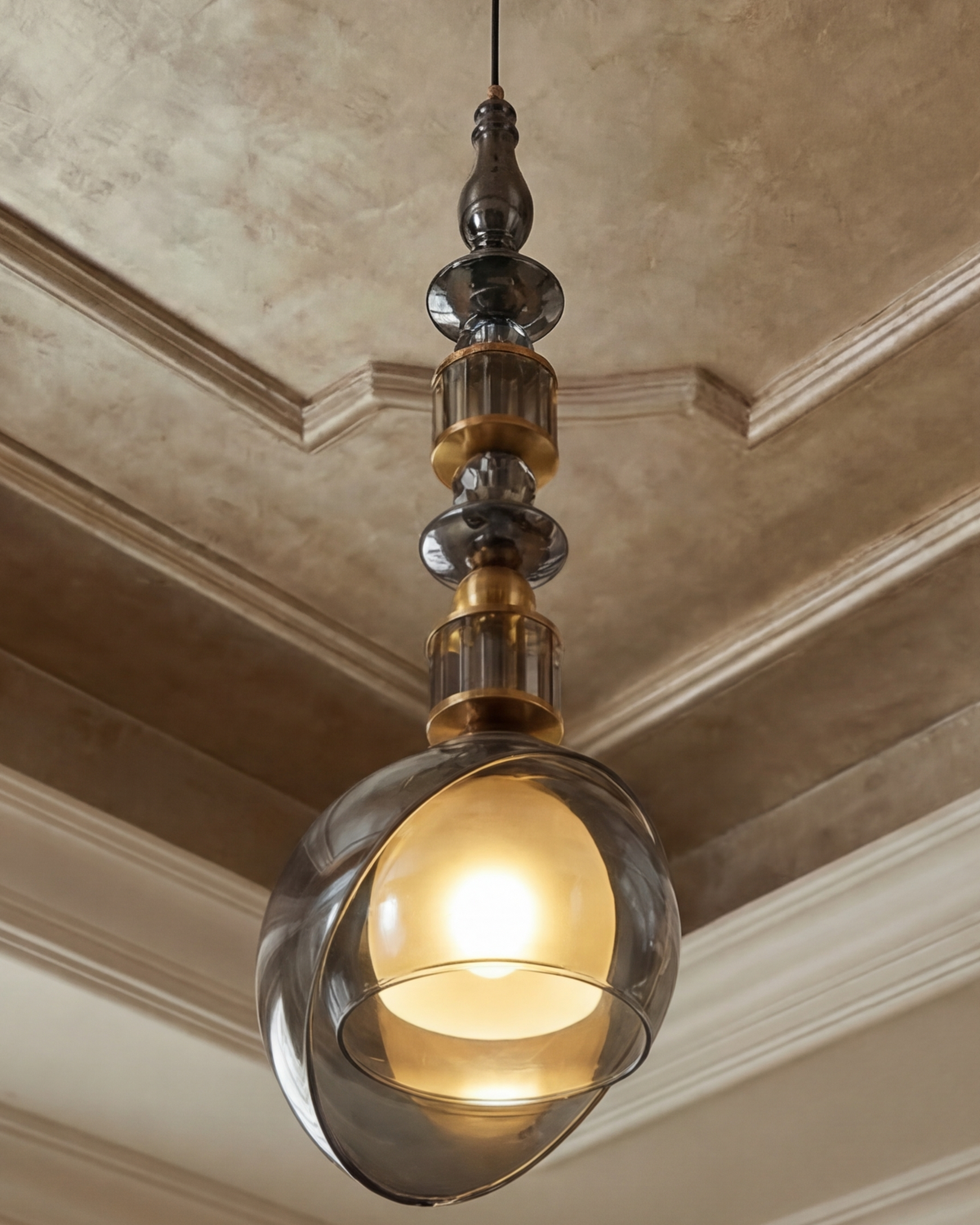 Regal Twist Glass Pendant Light - Smoke