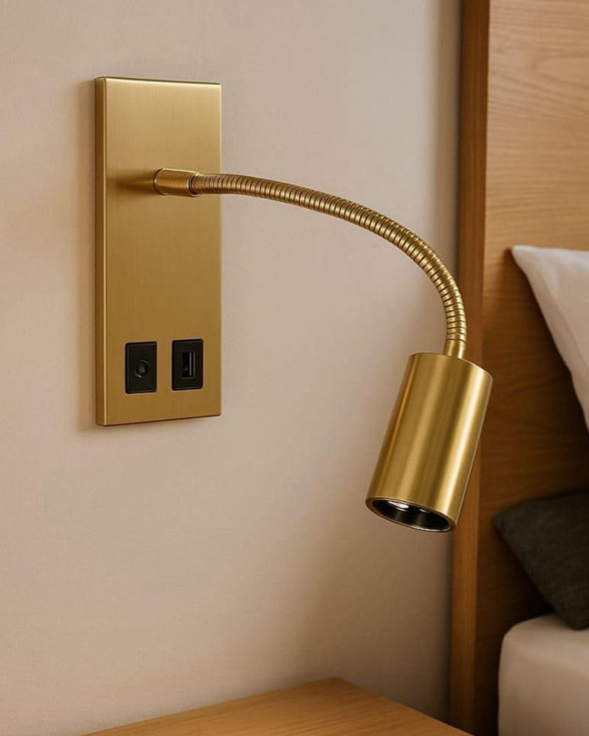 Luxe Gold Gooseneck Wall Spotlight