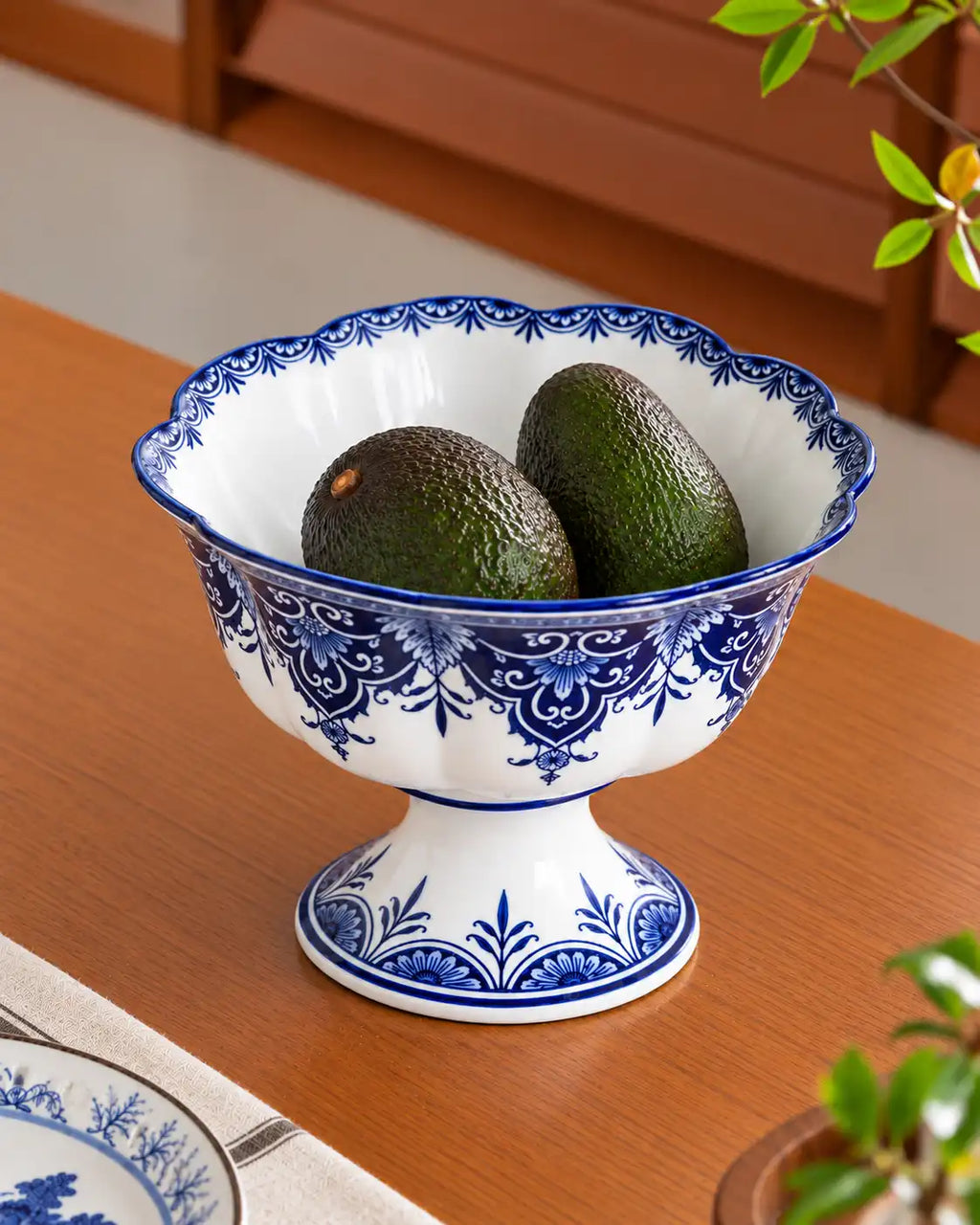 Ornate Floral Pedestal Fruit Bowl
