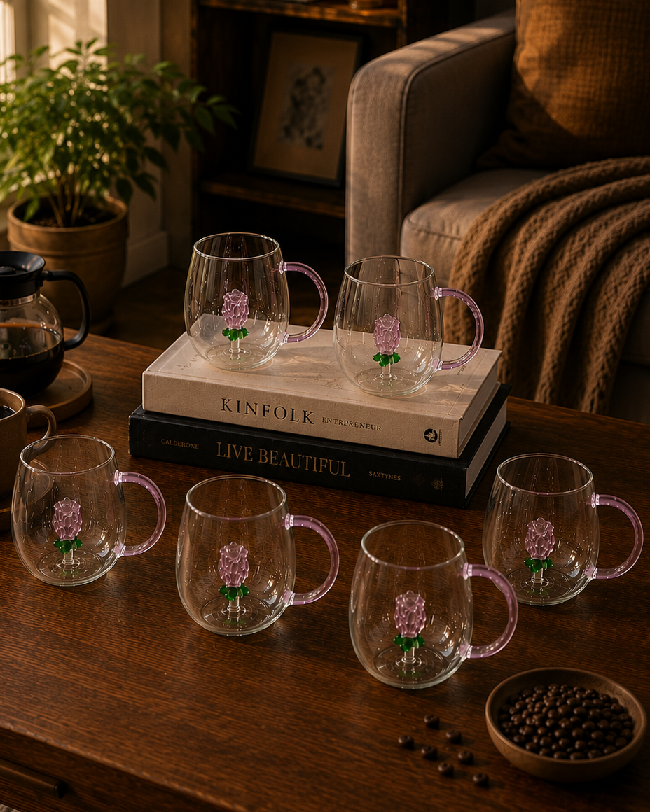 Rose Bloom Glass Mug