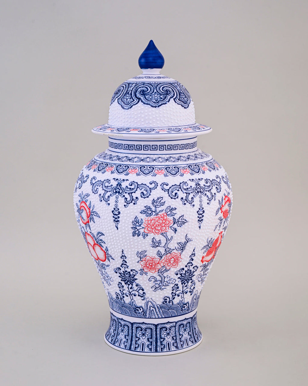 Amaranthine Fine Porcelain Dotted Temple Jar - 50 cm