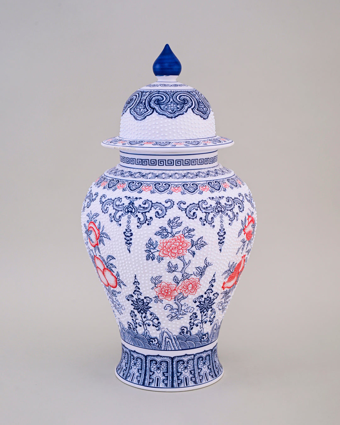 Amaranthine Fine Porcelain Dotted Temple Jar - 50 cm