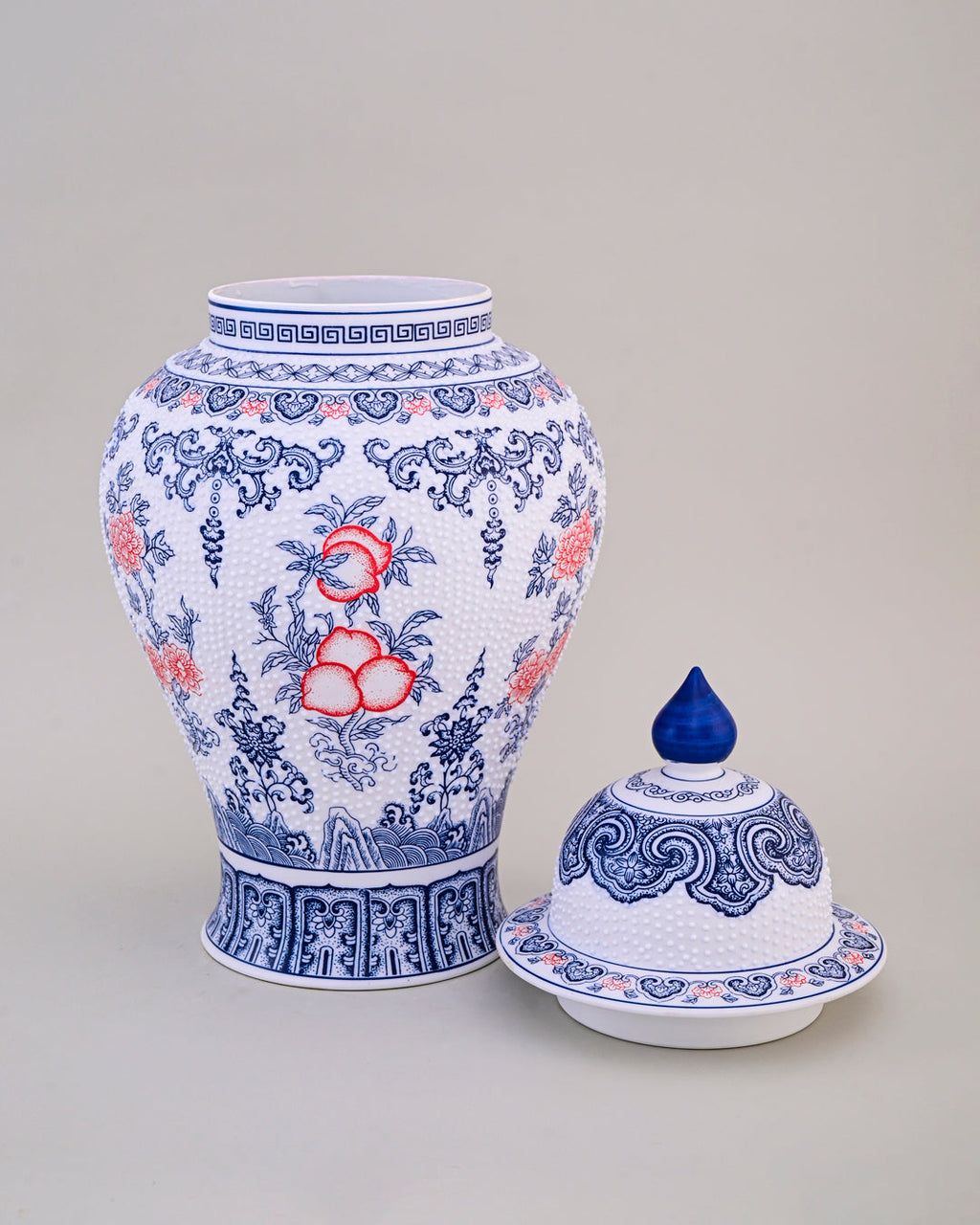 Amaranthine Fine Porcelain Dotted Temple Jar - 50 cm