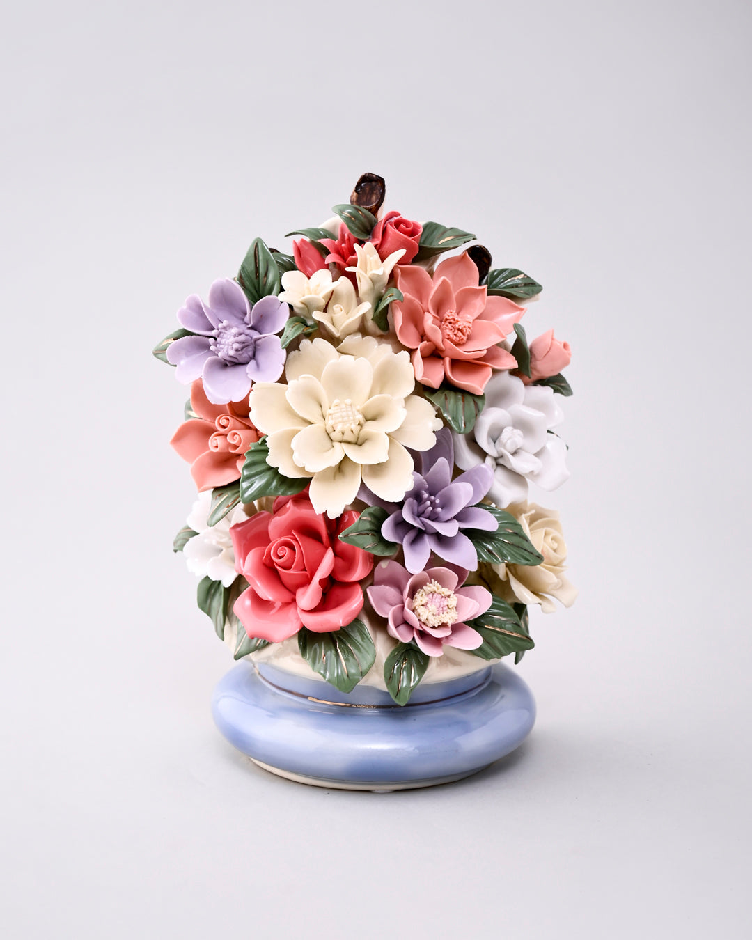 Porcelain Flower With Pot Tabletop Decor