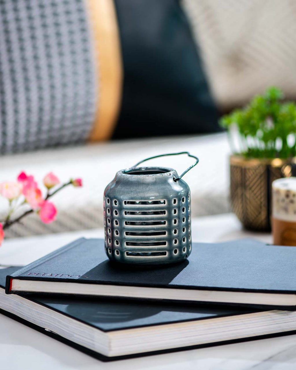 Lantern Tea-Light Holder - Grey