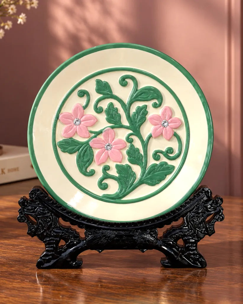 The Blooming Floral Decorative Plate - Green