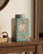 Celadon Paisley Decorative Jar