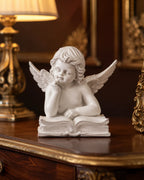 Book Reading Angel Cherub Figurine